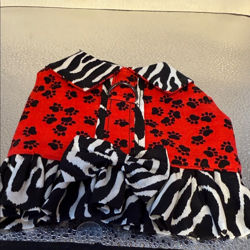 Red and Black Pet Dress with Zebra Print​
